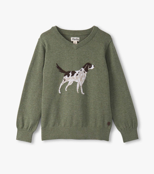 Boys Hunting Dogs V-Neck Sweater - Hatley Boys