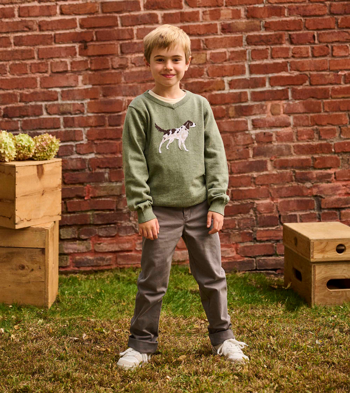 Boys Hunting Dogs V-Neck Sweater - Hatley Boys