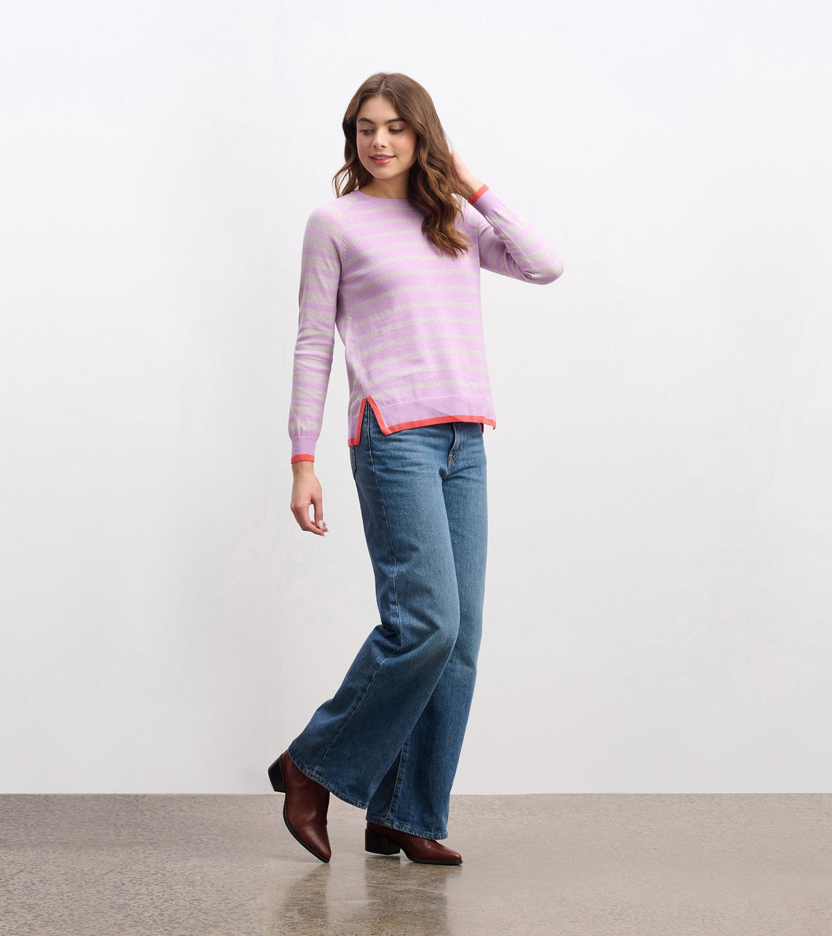 Olivia Sweater - Lilac Pink Stripes - Hatley Women