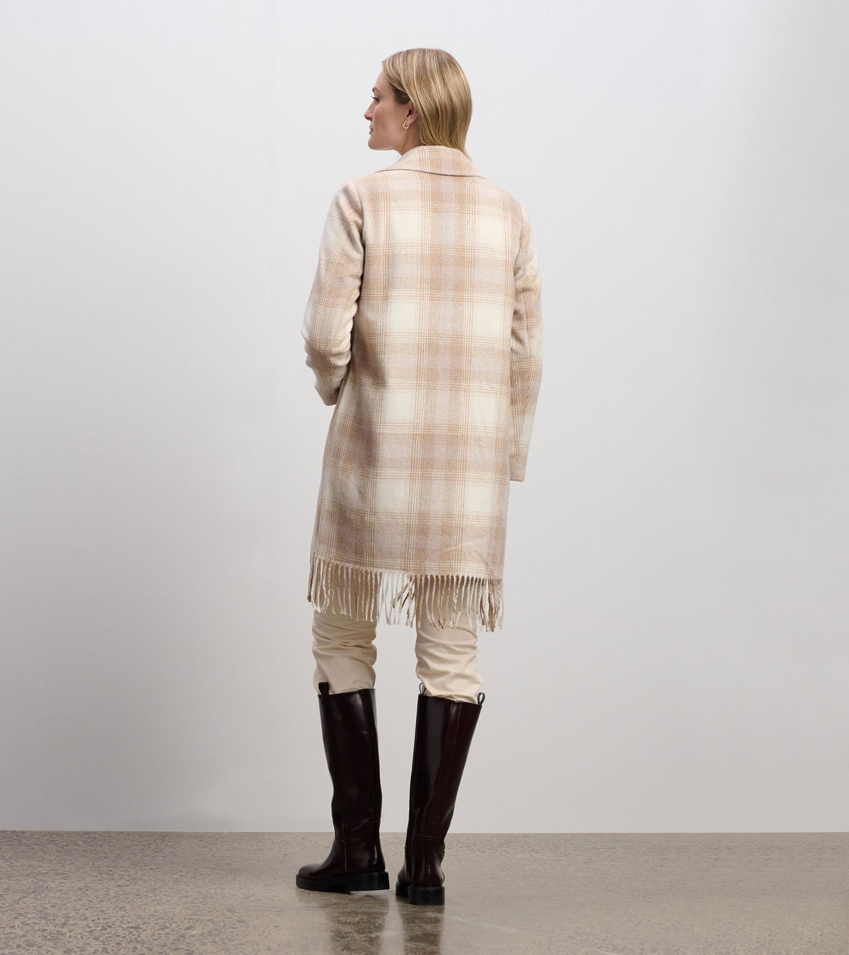 Fringe Jacket - Light Taupe Plaid - Hatley Women
