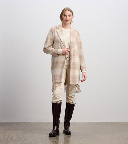 Fringe Jacket - Light Taupe Plaid - Hatley Women