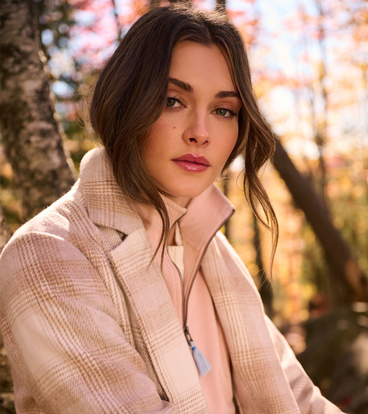 Fringe Jacket - Light Taupe Plaid - Hatley Women