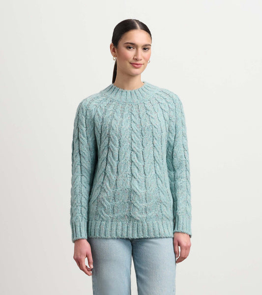 Dylan Cable Knit Sweater - Light Turquoise - Hatley Women
