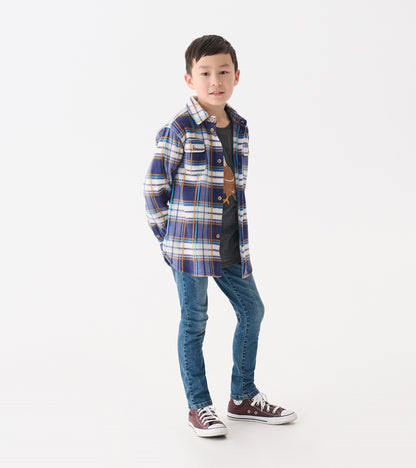 Boys Mountain Top Plaid Fleece Button-Up Shirt - Hatley Boys