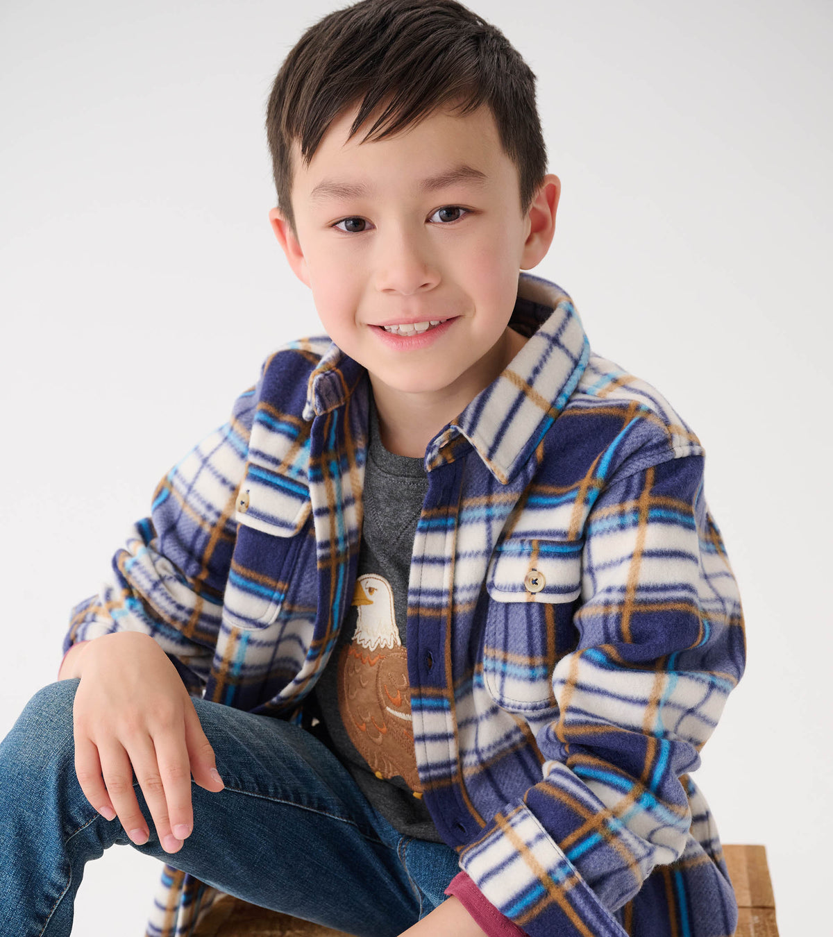 Boys Mountain Top Plaid Fleece Button-Up Shirt - Hatley Boys