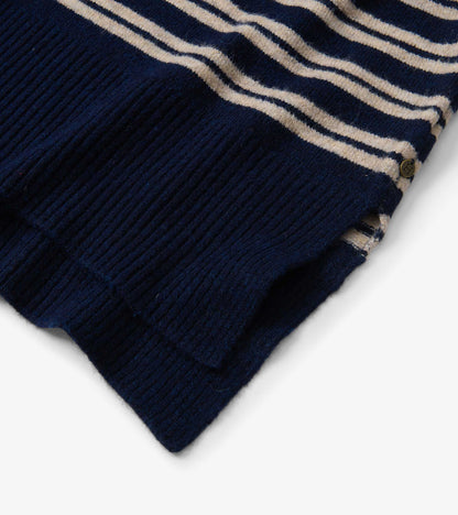 Mock Neck Sweater - Navy and Camel Stripe - Hatley Women