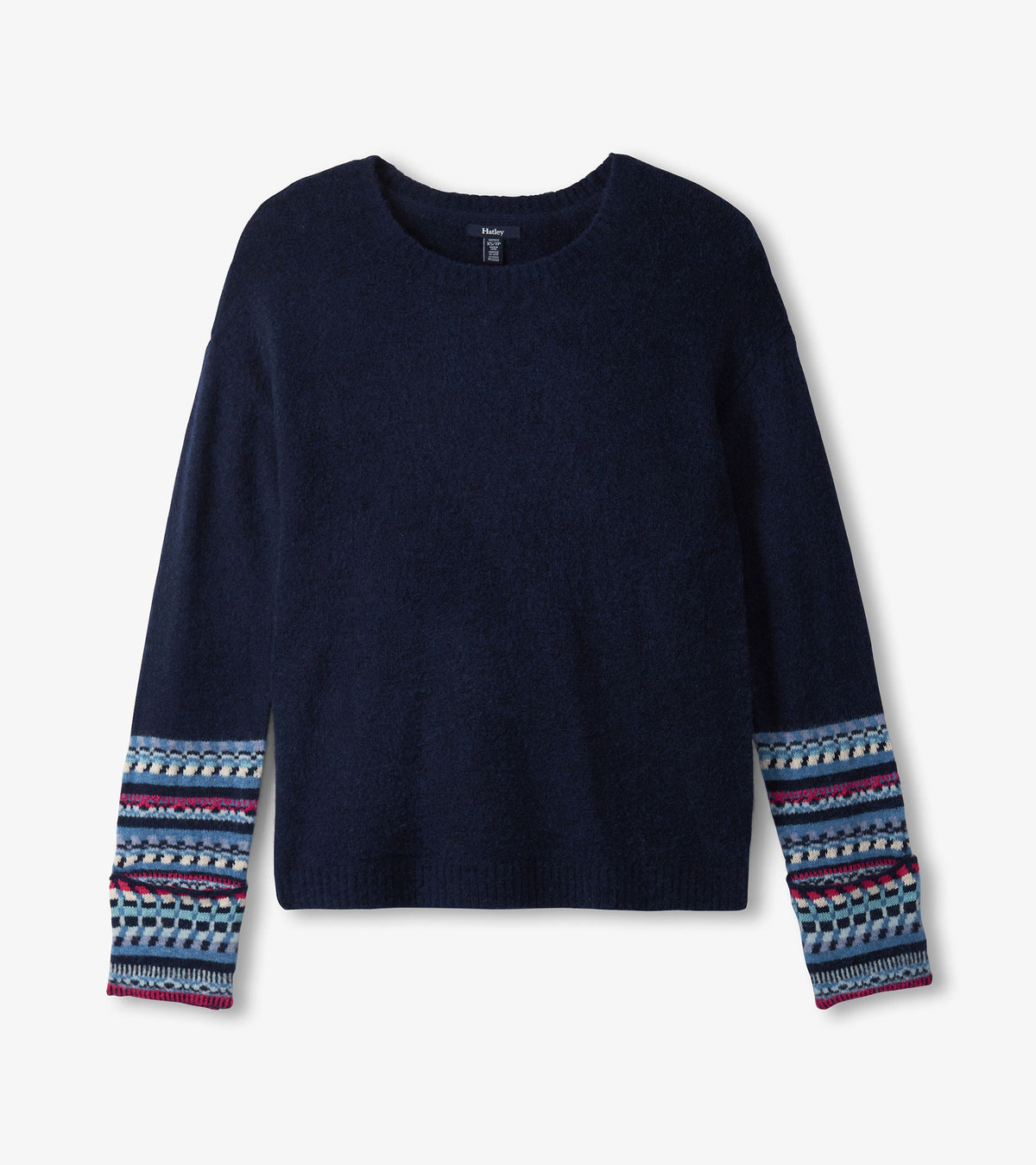 Jacquard Cuff Sweater - Navy - Hatley Women
