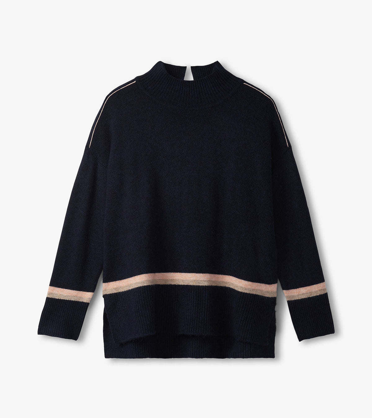 Mock Neck Sweater - Navy Stripe - Hatley Women