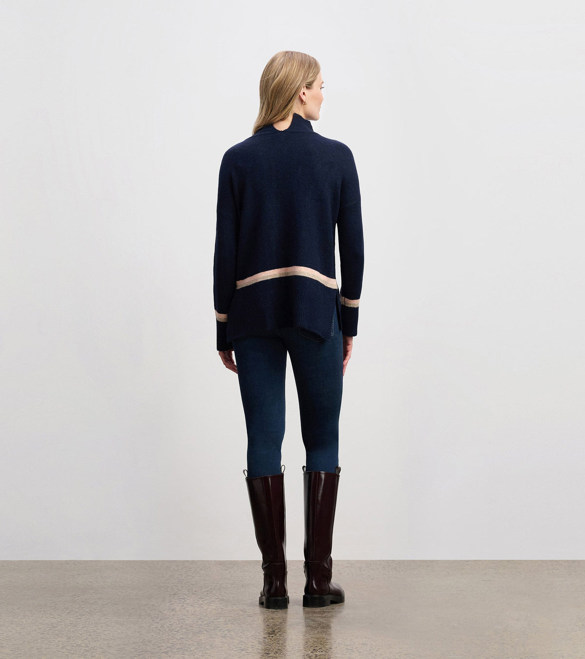 Mock Neck Sweater - Navy Stripe - Hatley Women