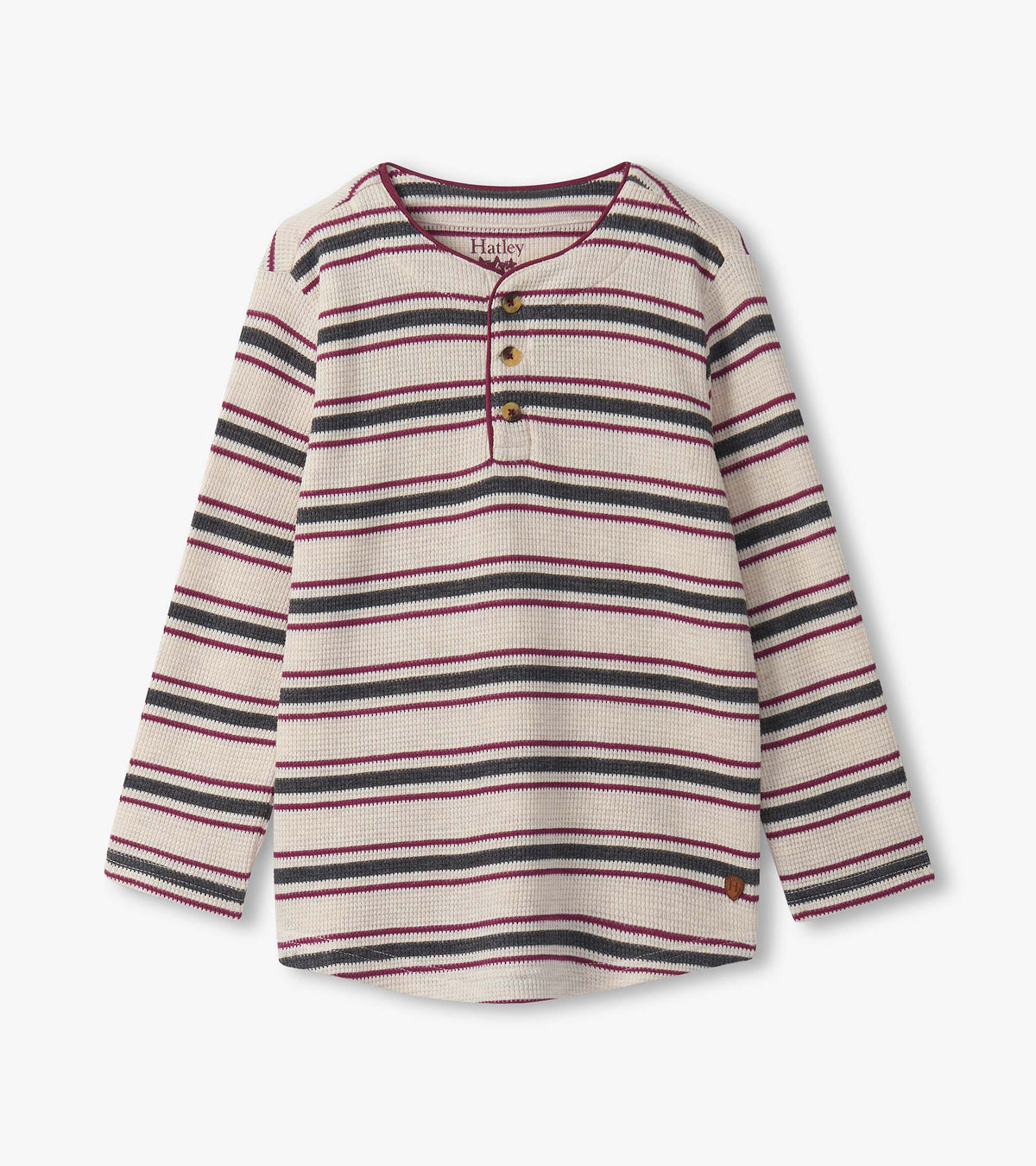 Boys Oatmeal Melange Stripes Waffle Henley - Hatley Boys