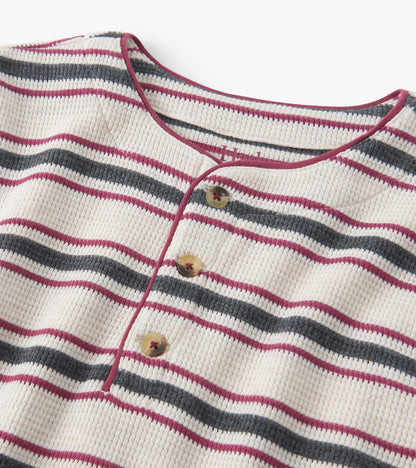 Boys Oatmeal Melange Stripes Waffle Henley - Hatley Boys