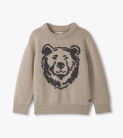Boys Oatmeal Bear Crew Neck Sweater - Hatley Boys