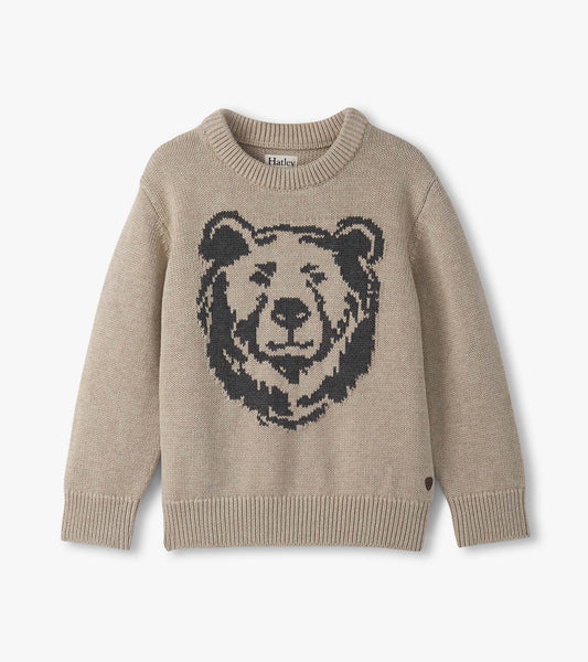 Boys Oatmeal Bear Crew Neck Sweater - Hatley Boys