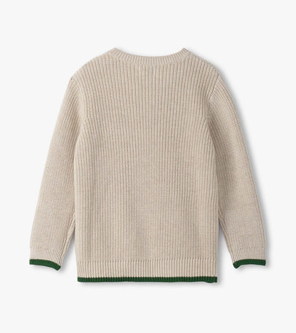 Boys Oatmeal Melange Button Neck Sweater - Hatley Boys