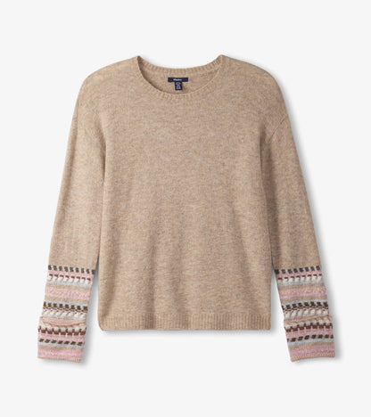 Jacquard Cuff Sweater - Oatmeal Melange - Hatley Women