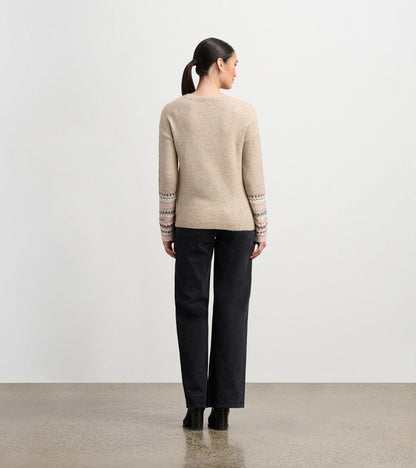 Jacquard Cuff Sweater - Oatmeal Melange - Hatley Women