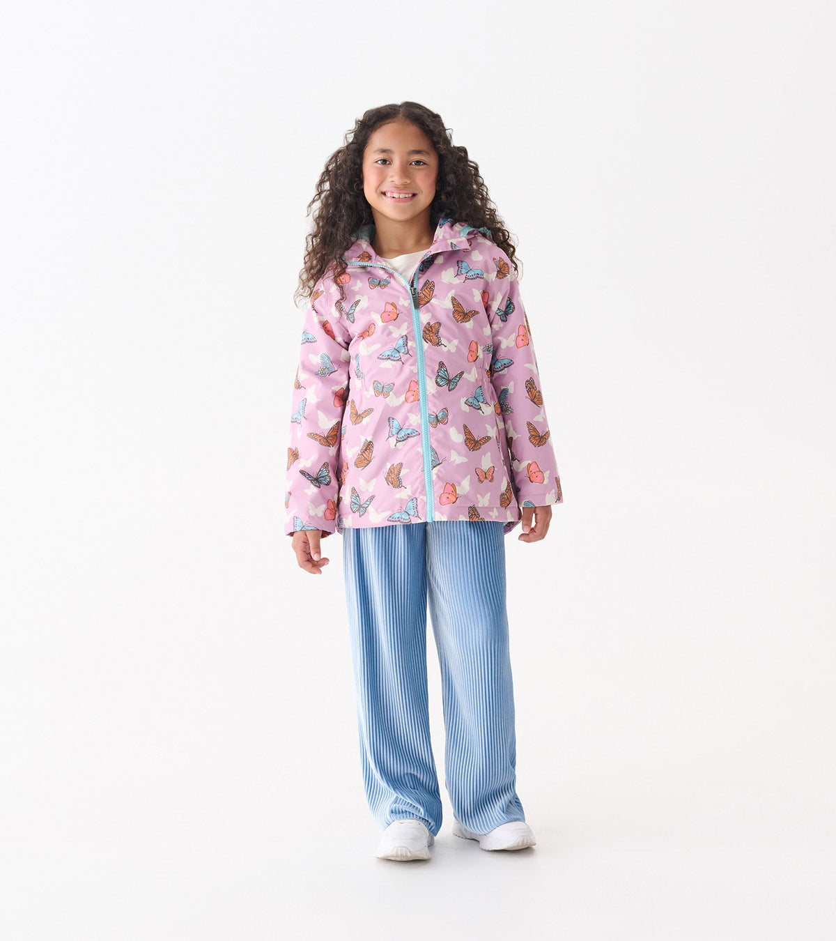 Girls Pop-Out Butterflies Zip-Up Lightweight Rain Jacket - Hatley Girls