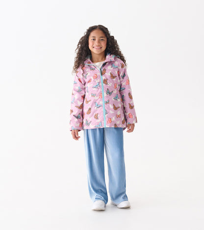 Girls Pop-Out Butterflies Zip-Up Lightweight Rain Jacket - Hatley Girls