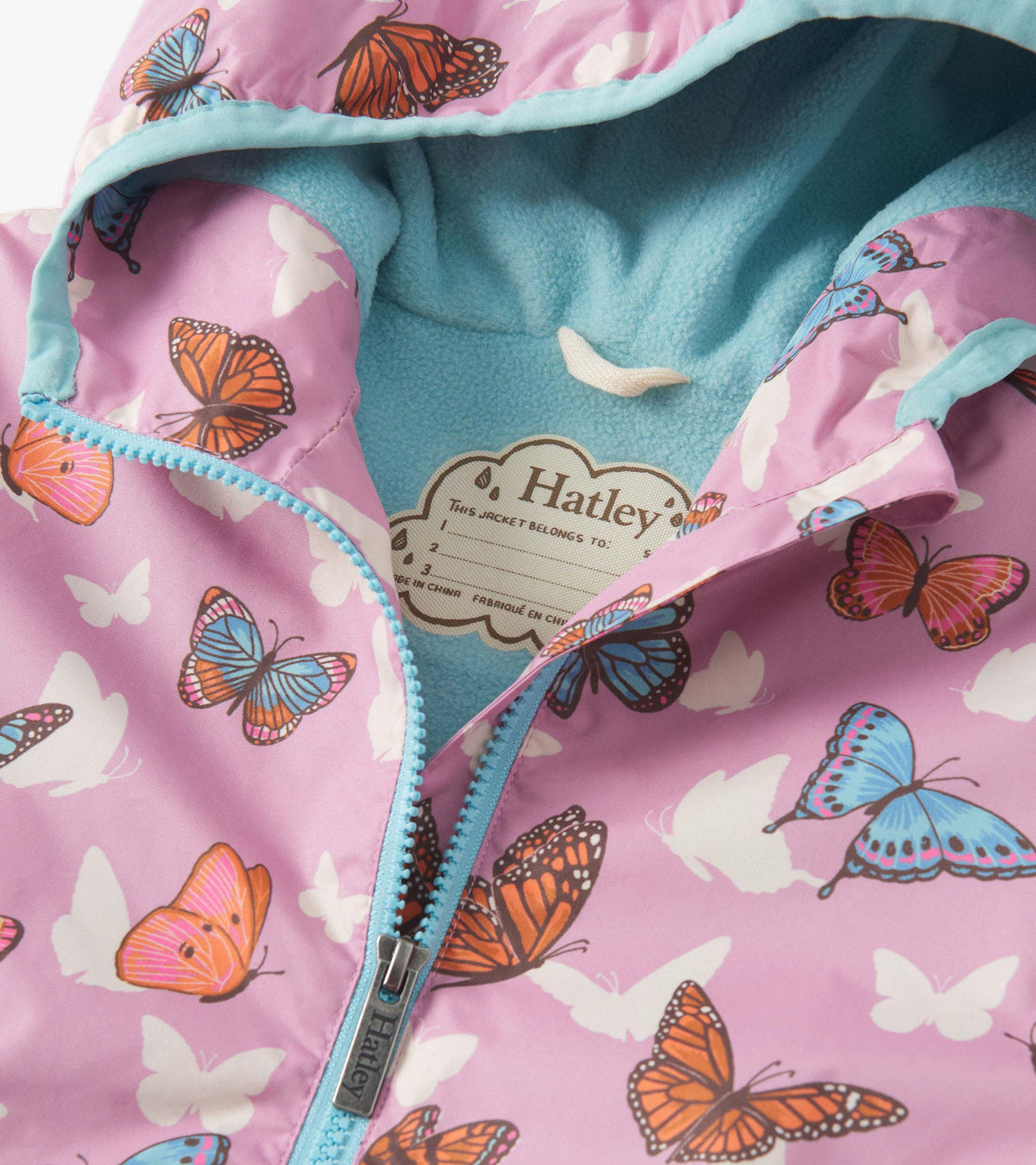 Girls Pop-Out Butterflies Zip-Up Lightweight Rain Jacket - Hatley Girls