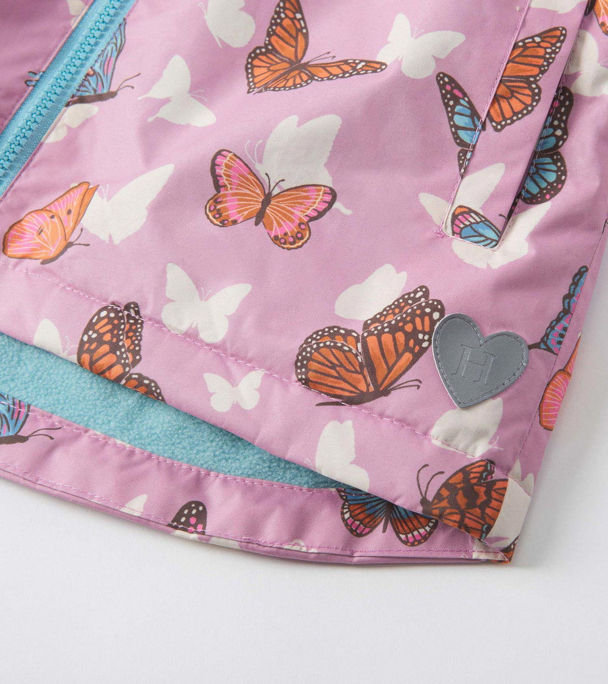 Girls Pop-Out Butterflies Zip-Up Lightweight Rain Jacket - Hatley Girls