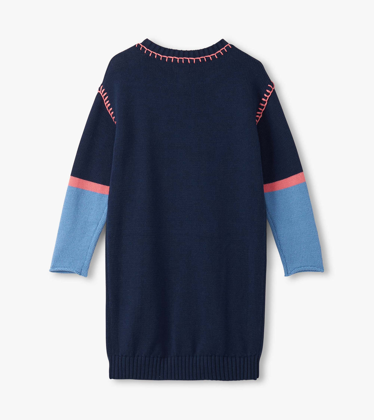 Girls Navy Flower Drop Shoulder Sweater Dress - Hatley Girls
