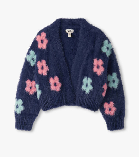 Girls Big Flowers Open Cardigan - Hatley Girls