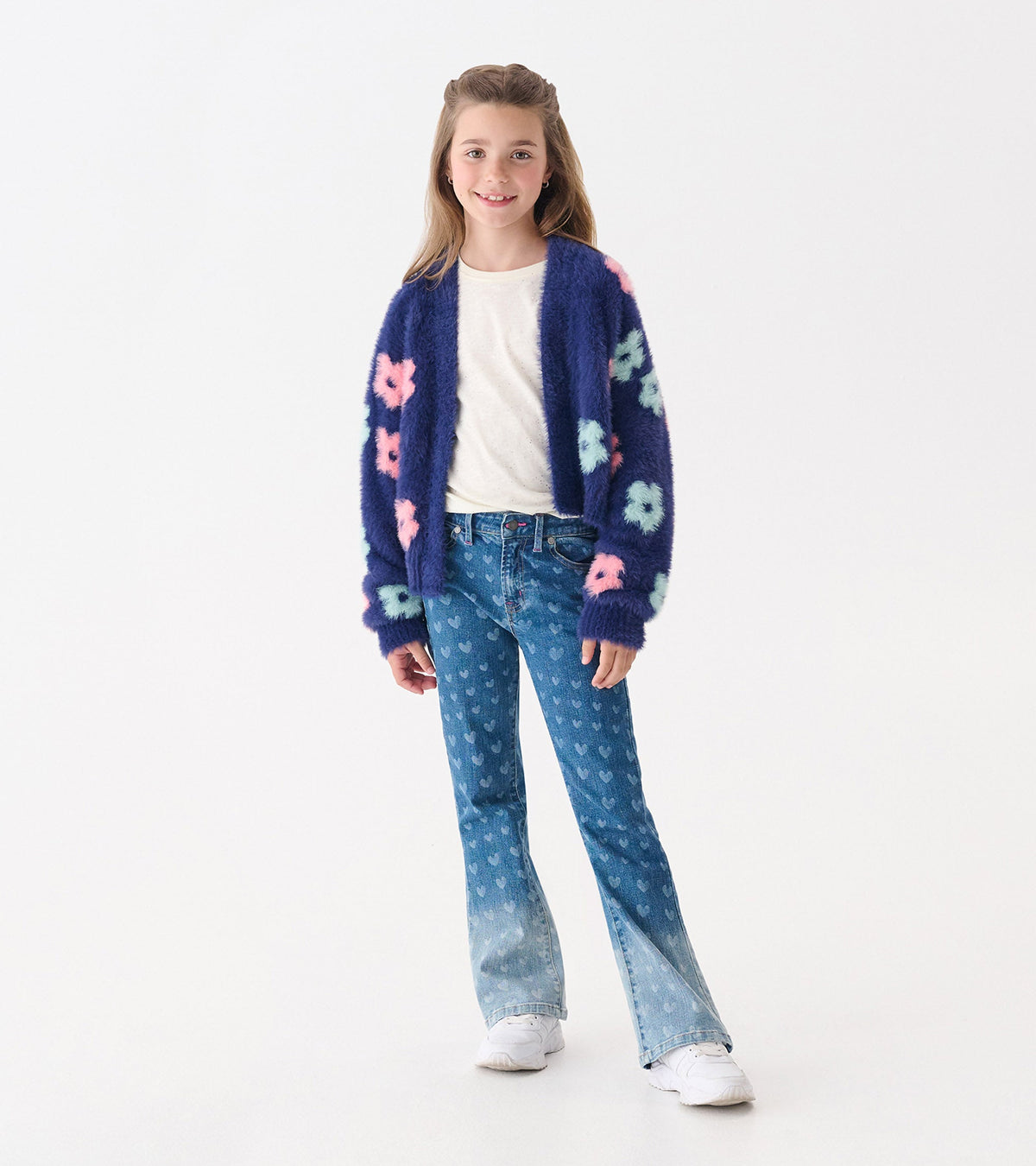 Girls Big Flowers Open Cardigan - Hatley Girls