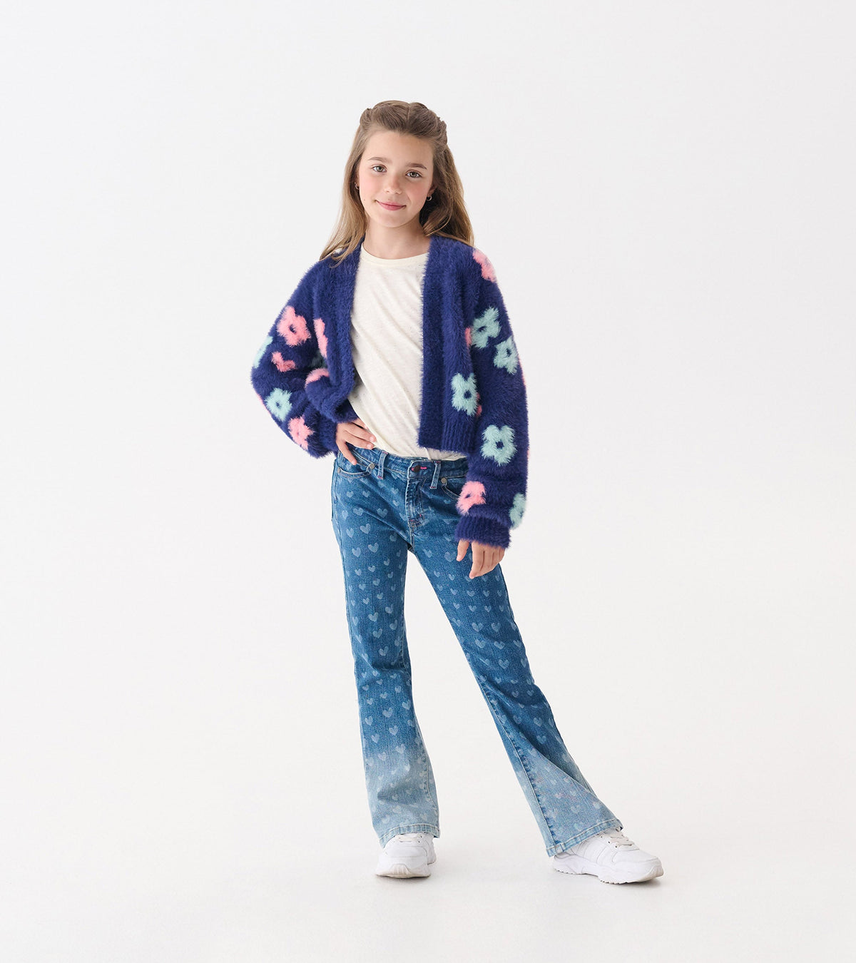 Girls Big Flowers Open Cardigan - Hatley Girls