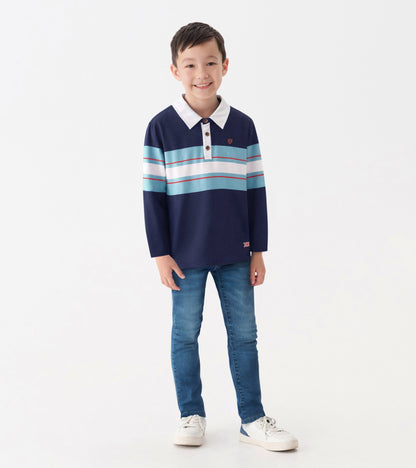 Boys Blue Stripes Rugby Polo - Hatley Boys