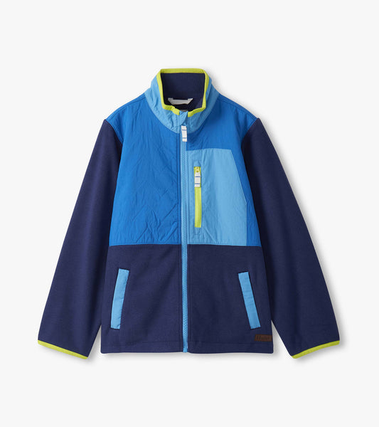 Boys Blue Color Block Polar Fleece Jacket - Hatley Boys