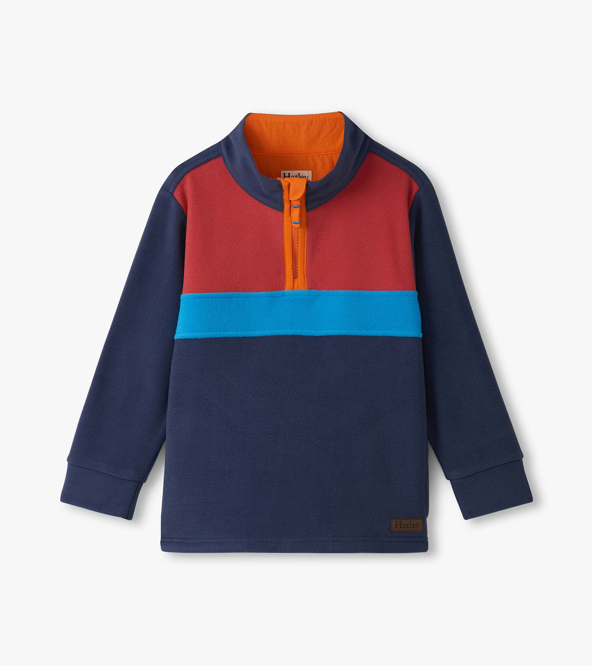 Boys Navy Color Block Fleece 1/4 Zip Mockneck - Hatley Boys