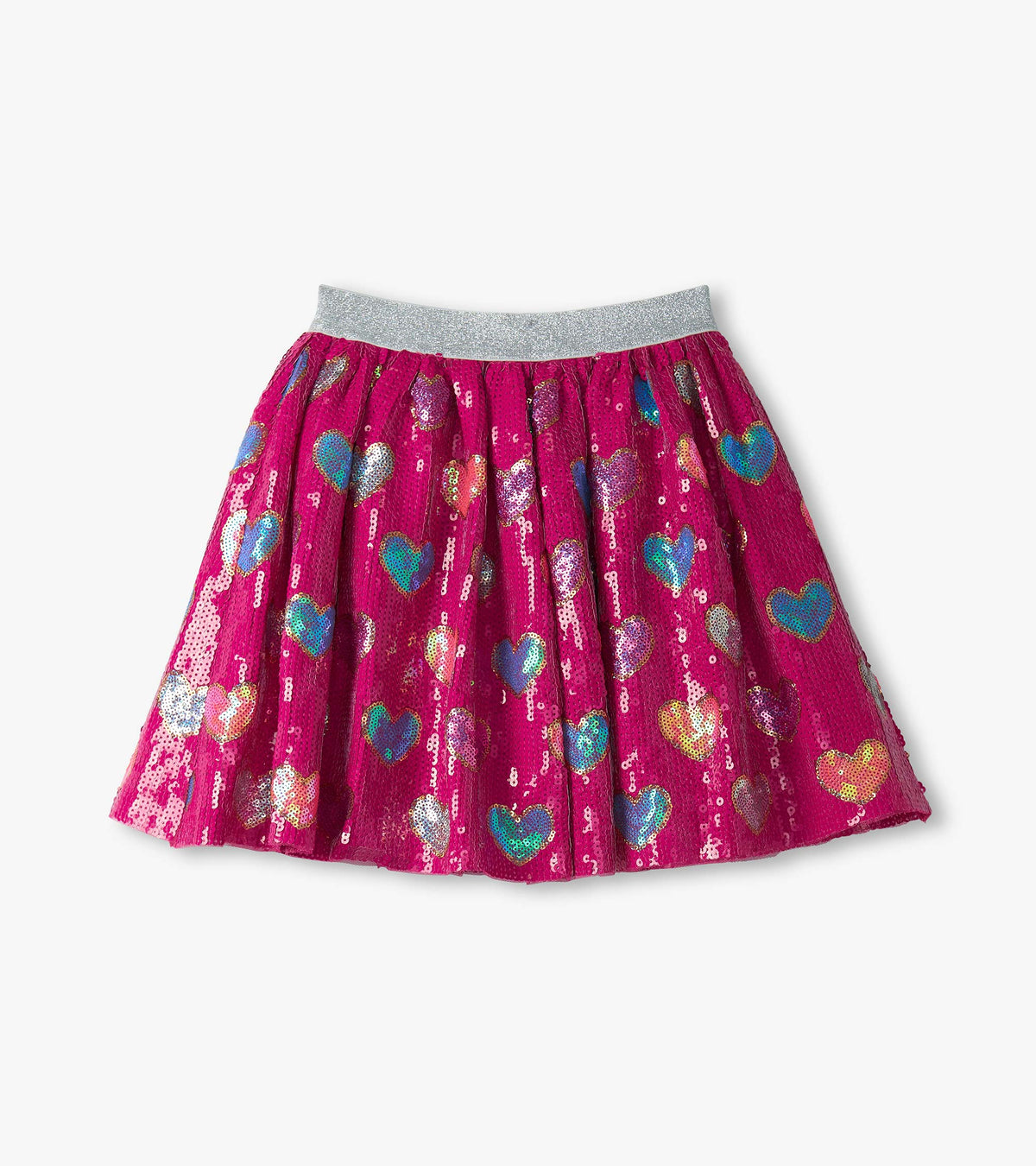 Girls Pink Busted Hearts Sequin Skirt - Hatley Girls