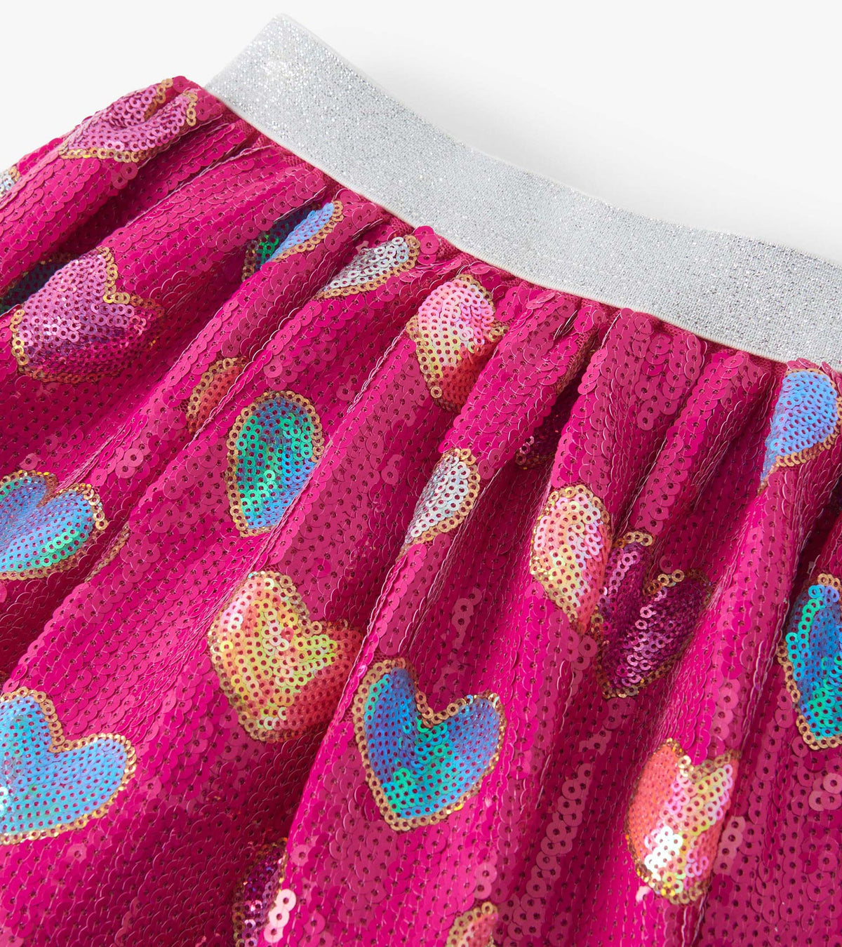 Girls Pink Busted Hearts Sequin Skirt - Hatley Girls