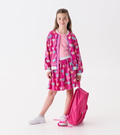 Girls Pink Busted Hearts Sequin Skirt - Hatley Girls