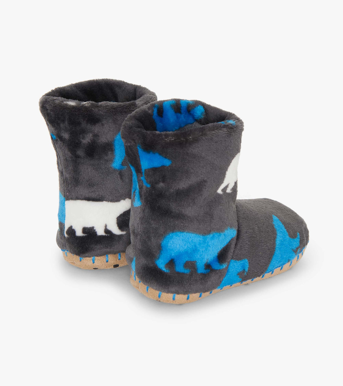 Boys Polar Bear Silhouette Fuzzy Fleece Slippers - Hatley Boys