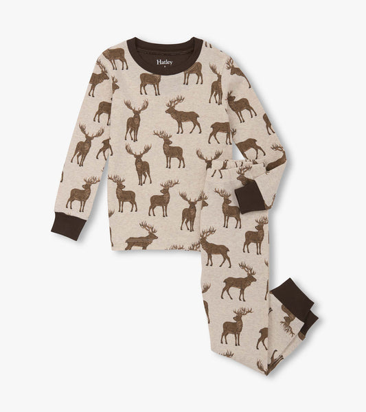 Boys Pine Brush Stags Cotton Pajama Set - Hatley Boys