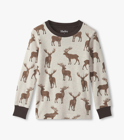 Boys Pine Brush Stags Cotton Pajama Set - Hatley Boys