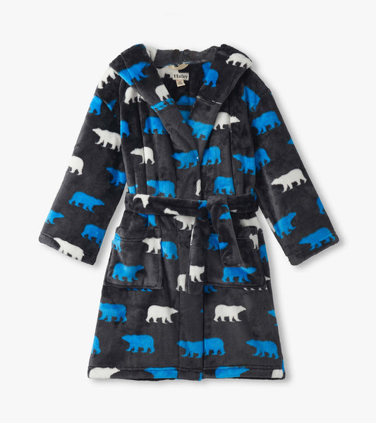 Boys Polar Bear Silhouette Fuzzy Fleece Robe - Hatley Boys
