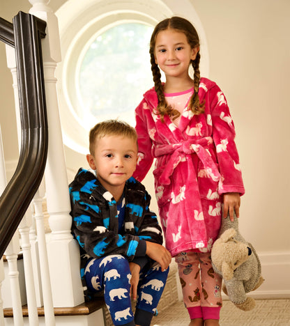 Boys Polar Bear Silhouette Fuzzy Fleece Robe - Hatley Boys