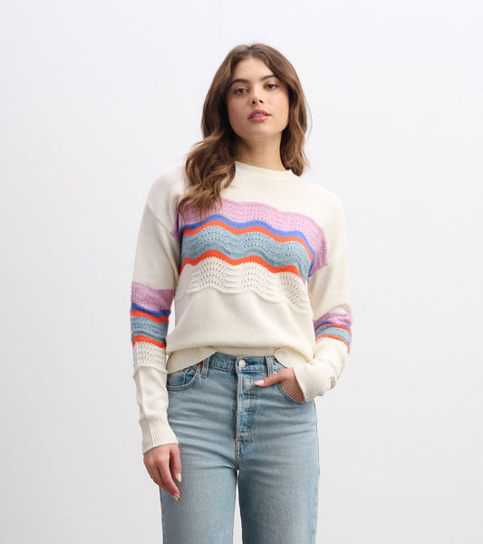 Pointelle Wave Sweater - Summer Sky Ripple - Hatley Women