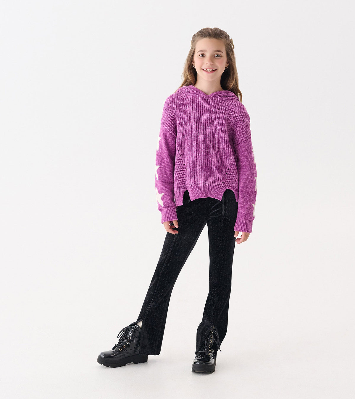 Girls Radiant Orchid Chenille Pullover Sweater - Hatley Girls