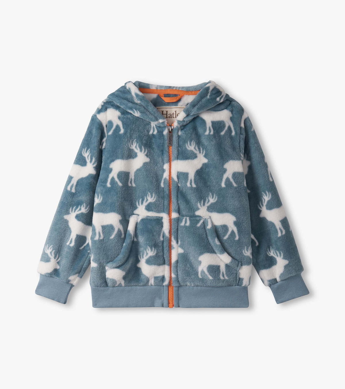 Boys Staggered Elks Fuzzy Fleece Zip-Up Hoodie - Hatley Boys