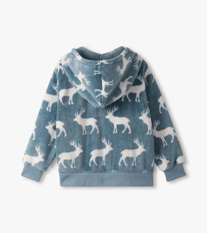 Boys Staggered Elks Fuzzy Fleece Zip-Up Hoodie - Hatley Boys