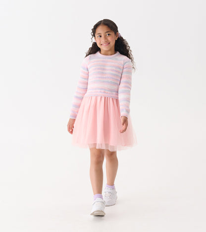 Girls Pastel Rainbow Fuzzy Mixed Skirt Dress - Hatley Girls