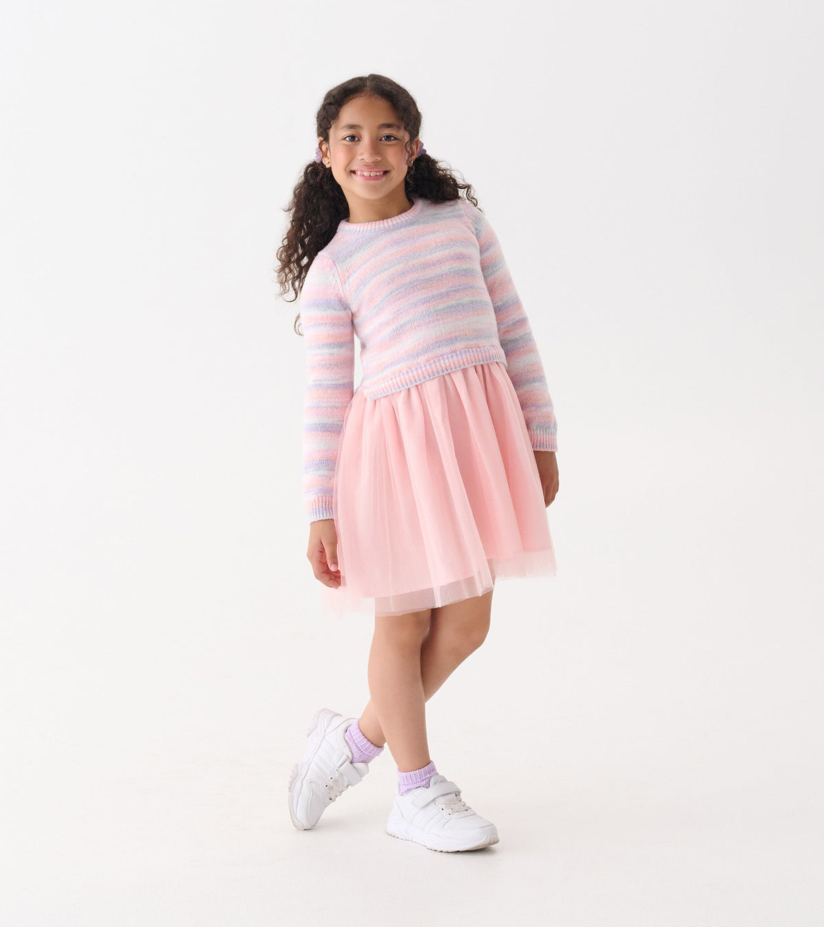 Girls Pastel Rainbow Fuzzy Mixed Skirt Dress - Hatley Girls