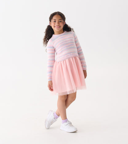 Girls Pastel Rainbow Fuzzy Mixed Skirt Dress - Hatley Girls