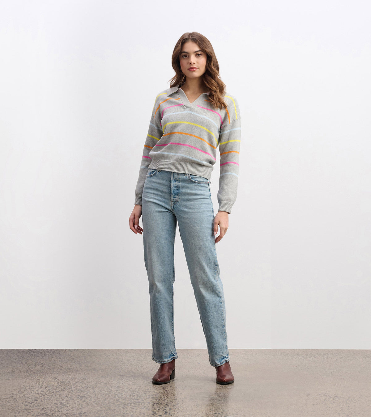 Johnny Collar Sweater - Sorbet Stripes - Hatley Women