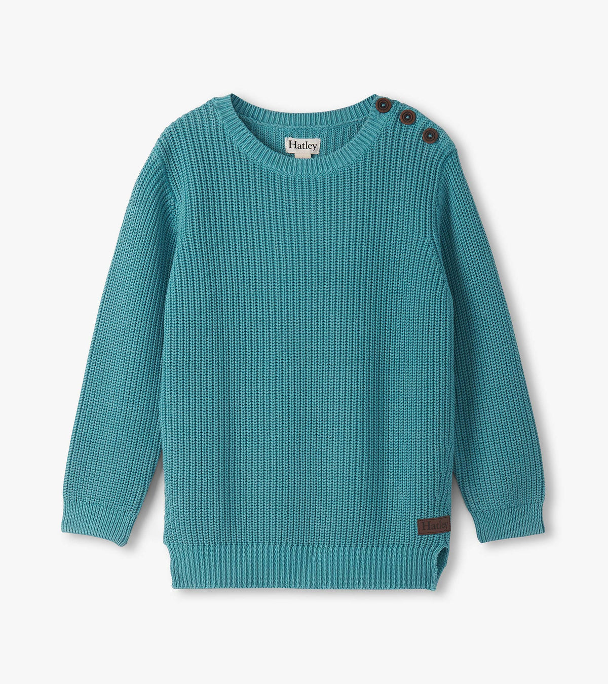 Boys Teal Button Neck Sweater - Hatley Boys