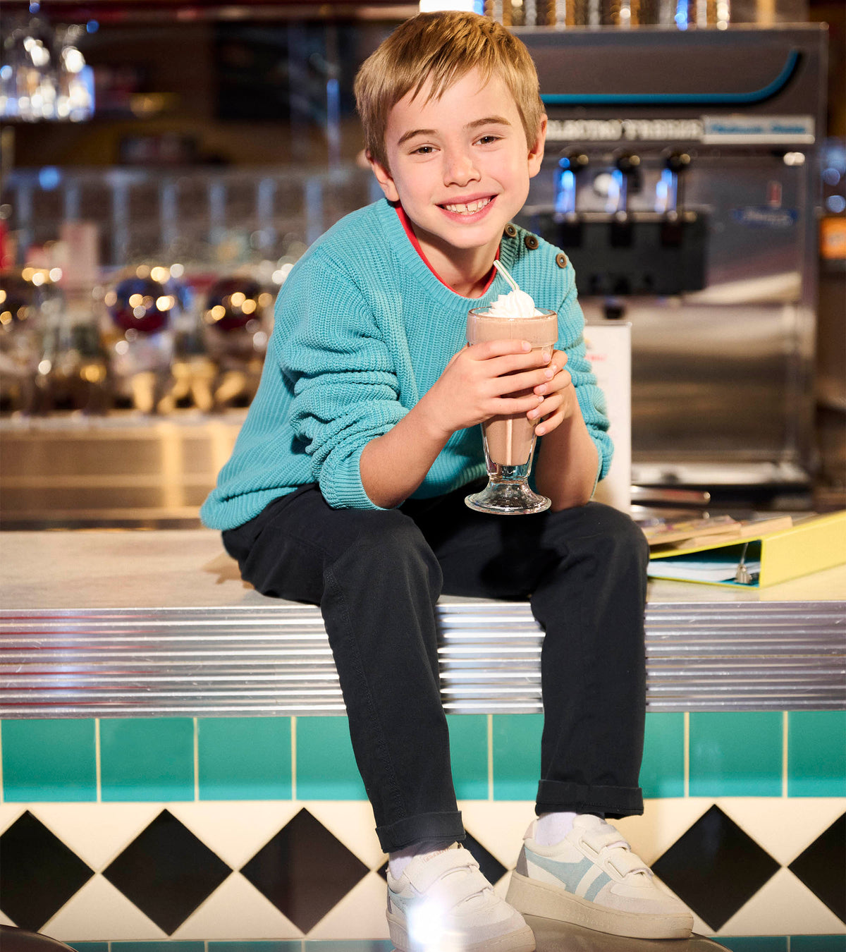 Boys Teal Button Neck Sweater - Hatley Boys