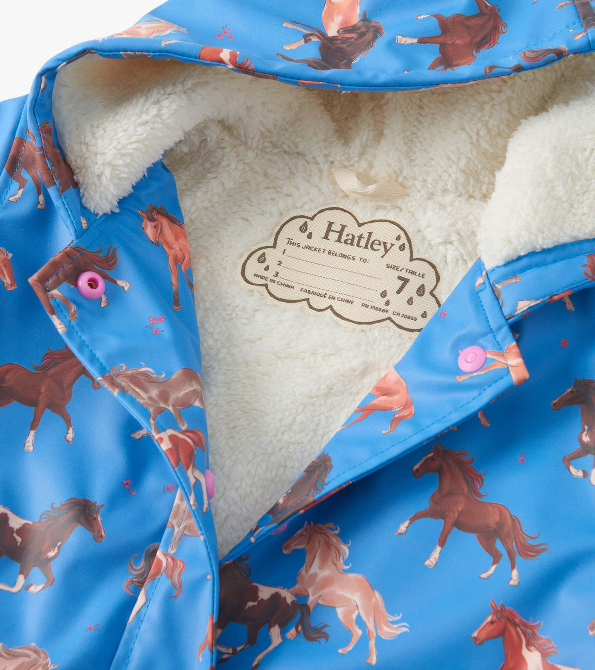 Girls Tinsel Horses Sherpa Lined Button-Up Rain Jacket - Hatley Girls